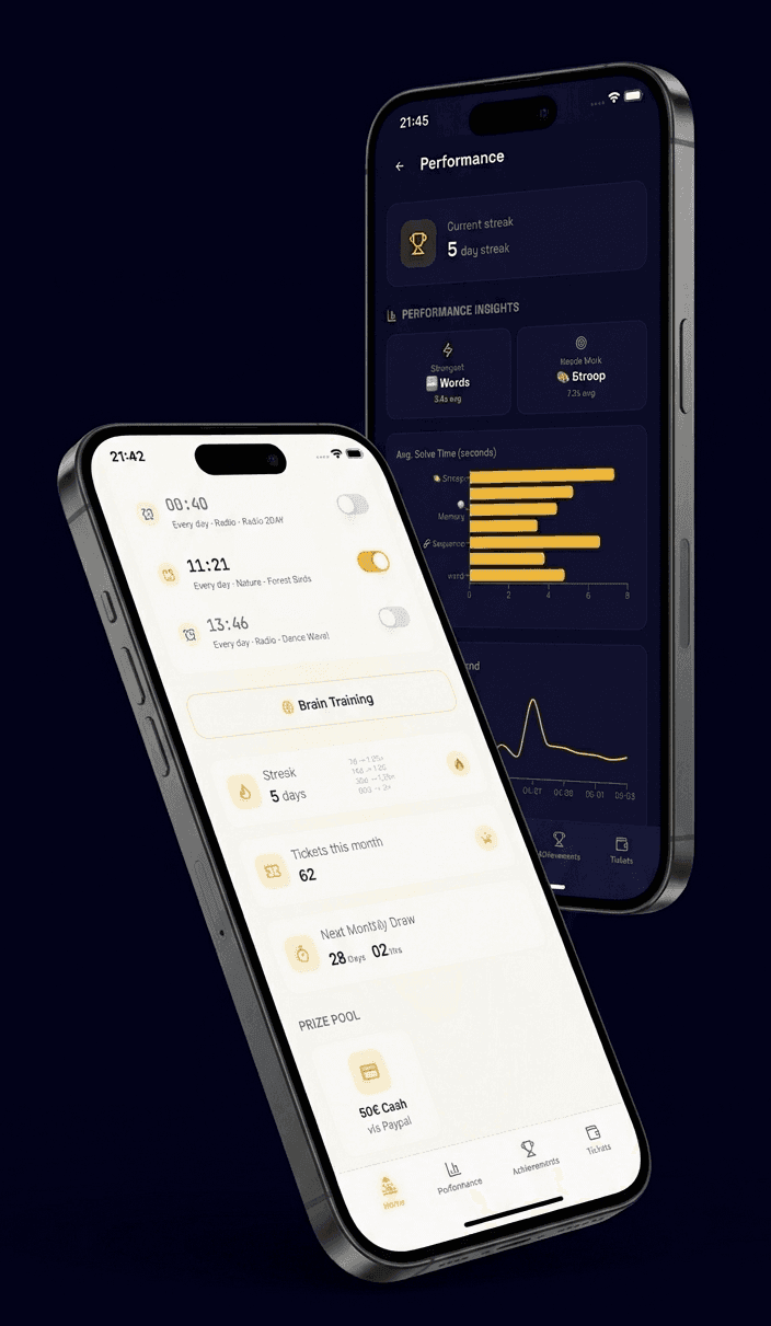 Home dashboard with alarms and tickets, alongside the performance insights page